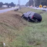 Despiste en la Autovía 2: una Hilux terminó en el cantero del acceso a Mar del Plata