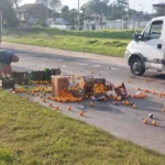Caída de cajones de frutas y verduras generó caos vehicular en la Ruta 88